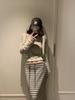Korean Striped Color Block Lace-up Long Skirt - Spring/Autumn 2026 Collection
