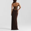 European Summer 2025 Sexy Spaghetti Strap Lace Patchwork Long Dress for Women