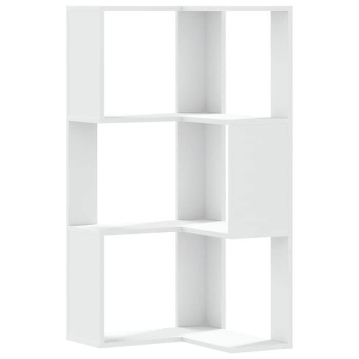VidaXL Corner Bookshelf 3-Tier White Engineered Wood, Corner Bookcase, Corner Display Cabinet, Corner Cabinet 852591