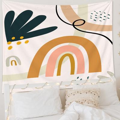 Background Fabric Rainbow Geometric Wall Hanging Tapestry Polyester Carpet Living Room Bedroom Decorative Tapestry