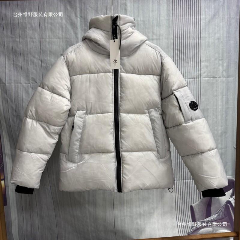 Mens Winter Hooded Stand Collar Quilted Puffer Jacket With Patch Badge Loose Fit Cotton-Filled Warm Coat