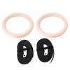 1 Pair Wooden Professional Gymnastic Rings Gym Fitness Strength Training with Polyester Straps