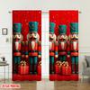 Set Of 2 Flat Printing Merry Christmas Trendy Curtains Nutcracker Soldier Gifts Digital Printed Polyester Drapes Party Made