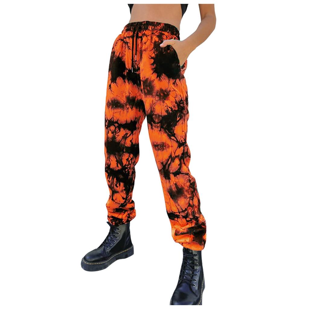 Fashion Women's Casual High Elasticity Tie-Dyed Elastic Band Pants With Pockets