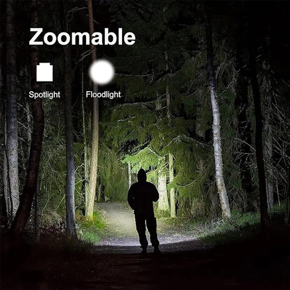 High Power LED Flashlights Camping Torch 5 Light Modes Zoom Light Aluminum Alloys Waterproof Material External 3 AAA Battery