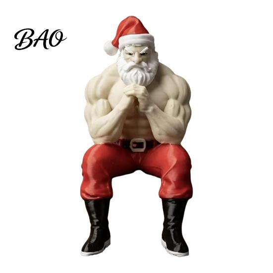 Durable Resin Santa Sculpture Muscular Claus Figurine, Funny Hilarious Strong Statue, Novelty Statue Christmas Collectible Desktop Ornament