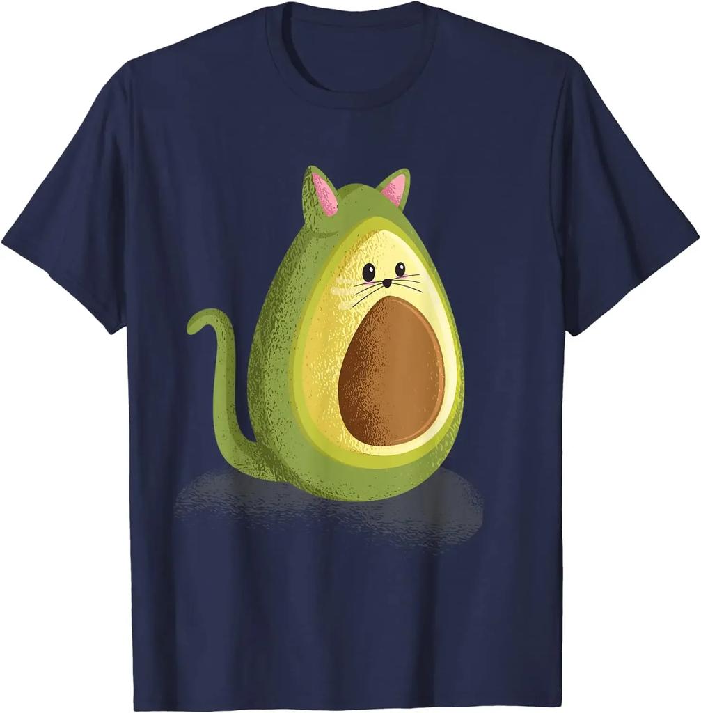 Avocado Cat Lover Kitten T-Shirt Men Clothing Oversized T Shirt Casual Cotton Daily Four Seasons Tees Mens T Shirts