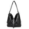 Borsa a Spalla Singola da Donna di Grande Capacità Retrò Design alla Moda con Borchie Multifunzionale Doppia Zaino Forma a Secchiello