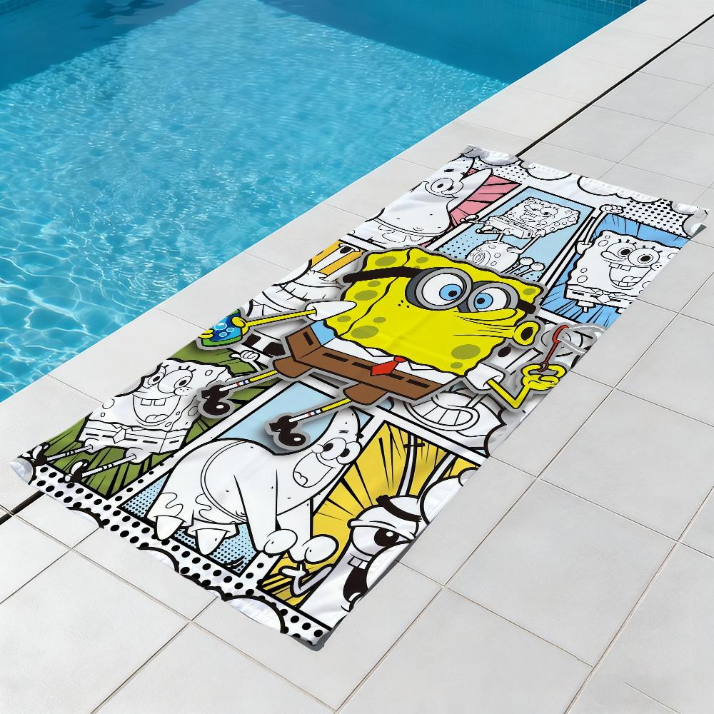 S-SpongeBob CUTE Towel Large Quick-Drying Microfiber soft S-SquarePants-s Beach Towel for Travel Fitness Sauna Bathing Camping