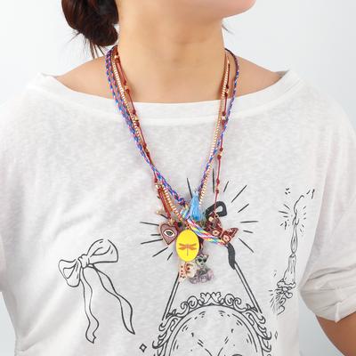 2025 Autumn Multi Layer Love Butterfly Cactus Necklace with Drip Oil Pendant, European and American Ornament