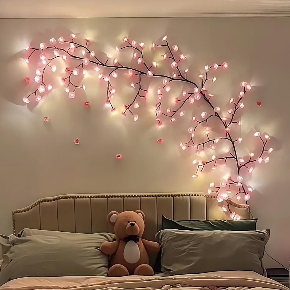 

USB Cherry Blossom LED Vine String Lights for Room Decor - Ambient Wall Lights Blue Cherry Blossom; 72 lights; USB