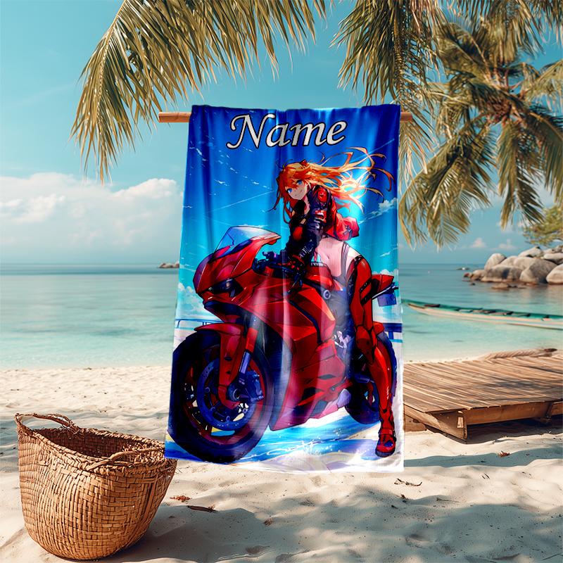 Personalized customized proof beach towel with Asuka Langley Soryu  pattern - soft, absorbent, quick-drying, perfect swimming, camping&bathing