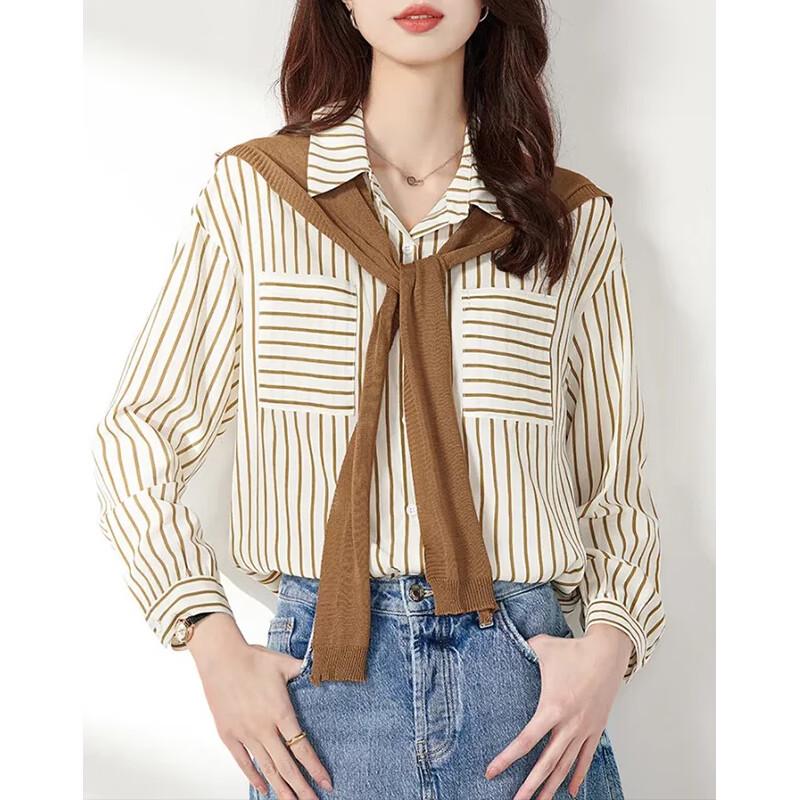 

Women s Elegant Striped Long-Sleeve Shirt L