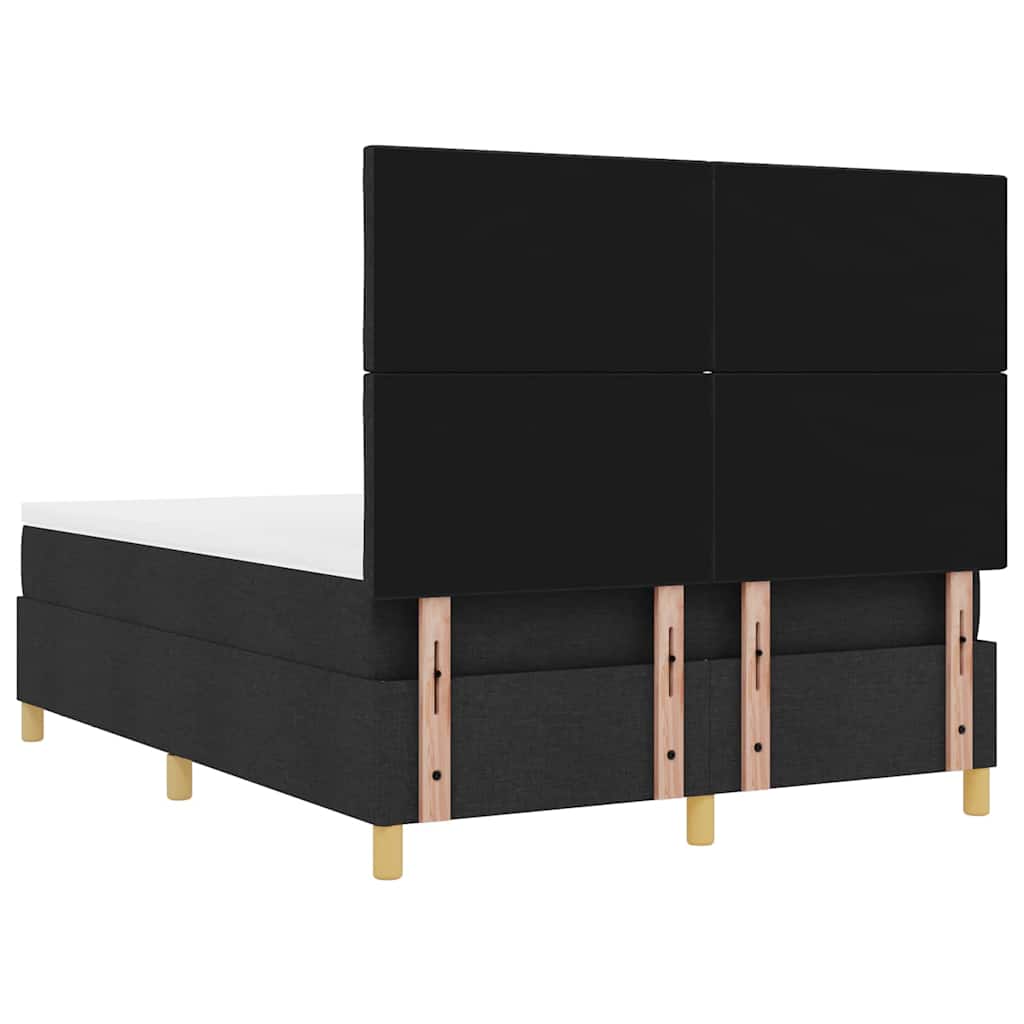 Box Spring Bed with Cushions Black 190 x 140 cm Fabric