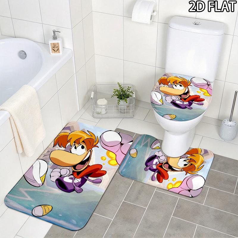 3Pcs Flannel Toilet Mat Set MTSJTrayman Bathroom Rug Bath Carpet Non Slip Home Decor