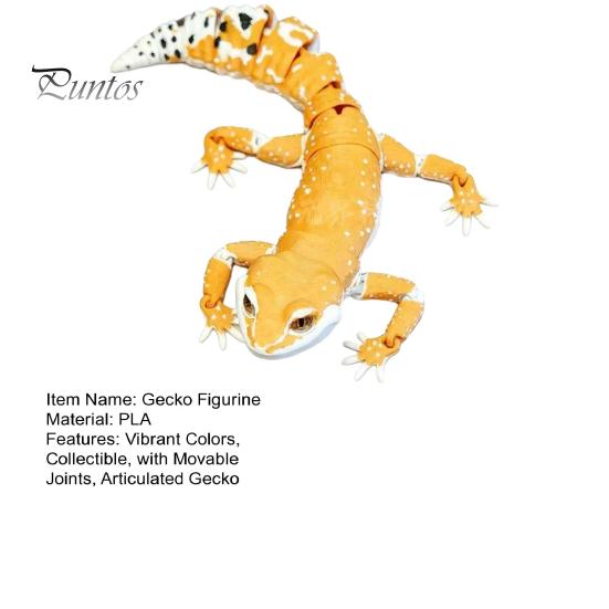 Adjustable Gecko Figurine Articulated Leopard 3D Printed House Lizard Sculpture with Lifelike Model Movable Joints Reptile Collectible for Home