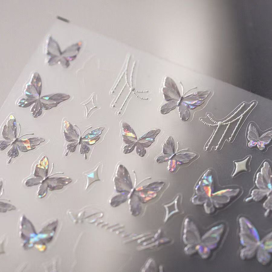 Shell Light Blue Butterfly Nail Art Sticker New Broken Purple Butterfly Beautiful Nail Sticker for daily use