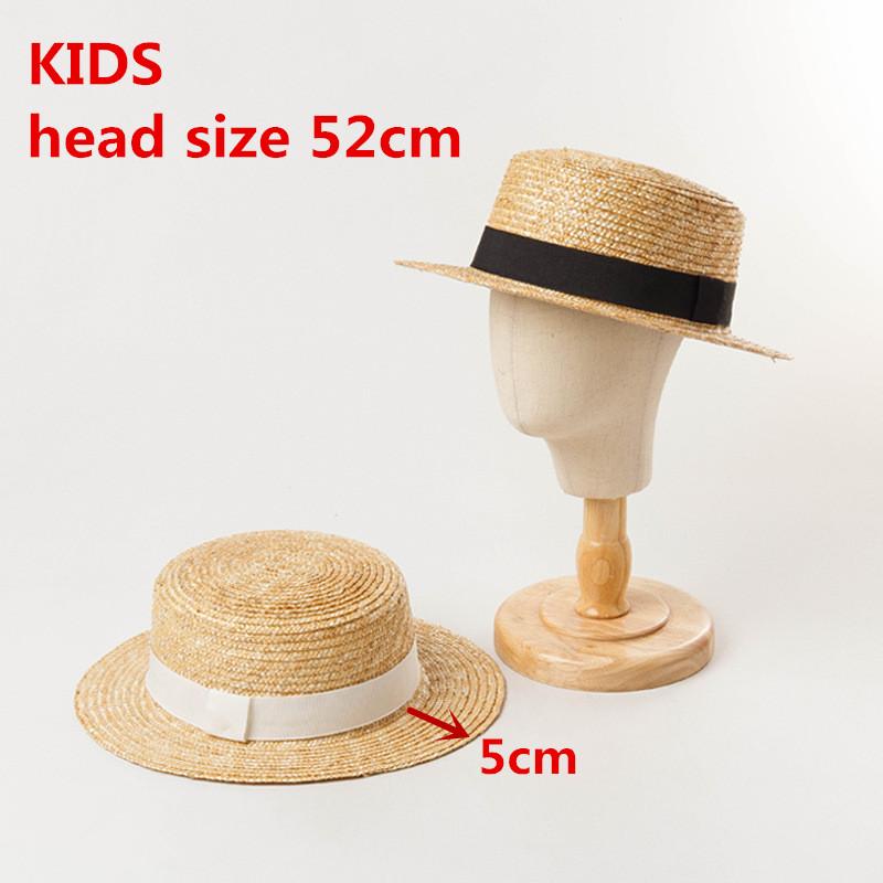 My Extreme Outdoor Activities Unisex Kids Black 202507-Shi Chic Dropshipping Classic Handmade Natural Straw 52Cm Head Size Boy Girl Kids Fedoras Cap Children Panama Jazz Hat 52Cm