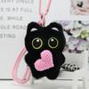 With Woven Bracelet Cat Pendant Squeak Car Key Ring Cute Black Cat Plush Doll Keychain  Gifts