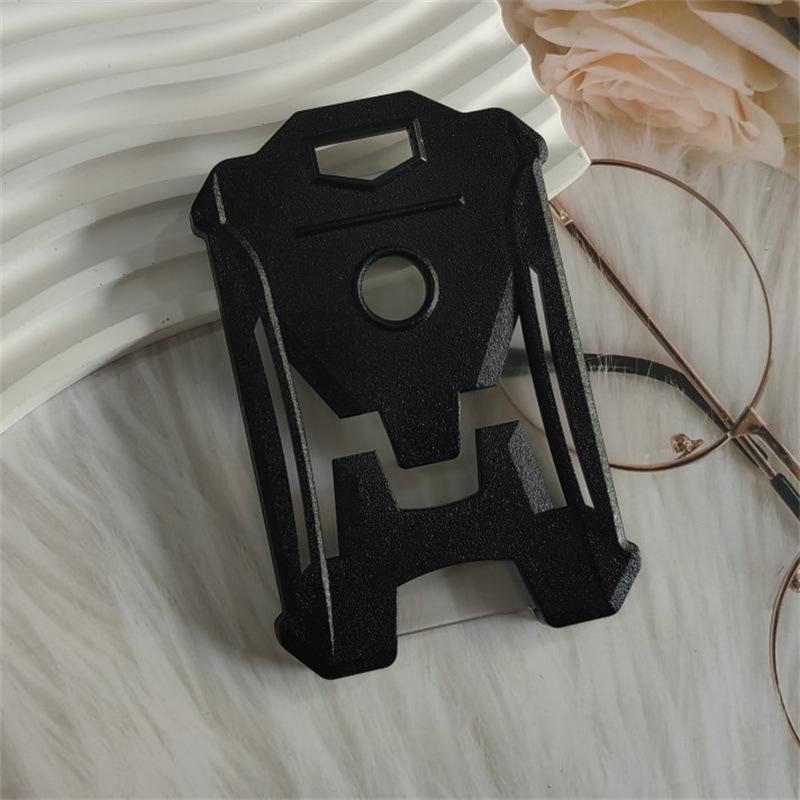 Retractable Backpack Keychain with Easy-Pull Buckle and Badge Holder - Black