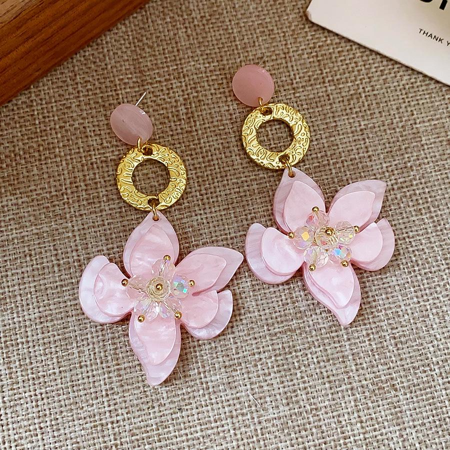 Silver Needle Resin Flower Tassel Earrings: Vintage, Versatile, Light Luxury Fashion Jewelry for Women