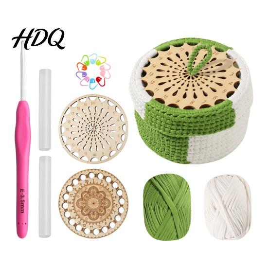 Storage Basket Craft DIY Crochet Kit Handmade Woven Making Set with Kit Yarn & Hook Knitting Desk Organizer for Beginner