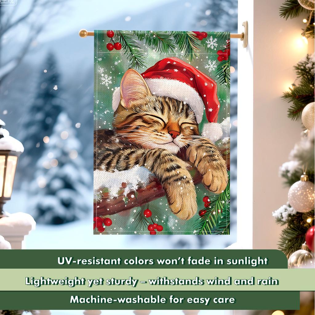 Christmas kittenGarden Flag 12x18 Inch Double Sided for Courtyard Outdoor Welcome Flag Decoration (Excluding flagpole)