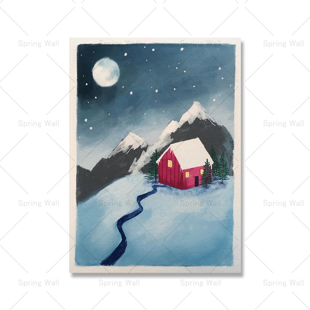 

Зимний снежный пейзаж Картина на холсте Уютный вид из окна Фотопечать Постеры Скандинавское настенное искусство Картины Гостиная Домашний декор 21x30cm No Framed