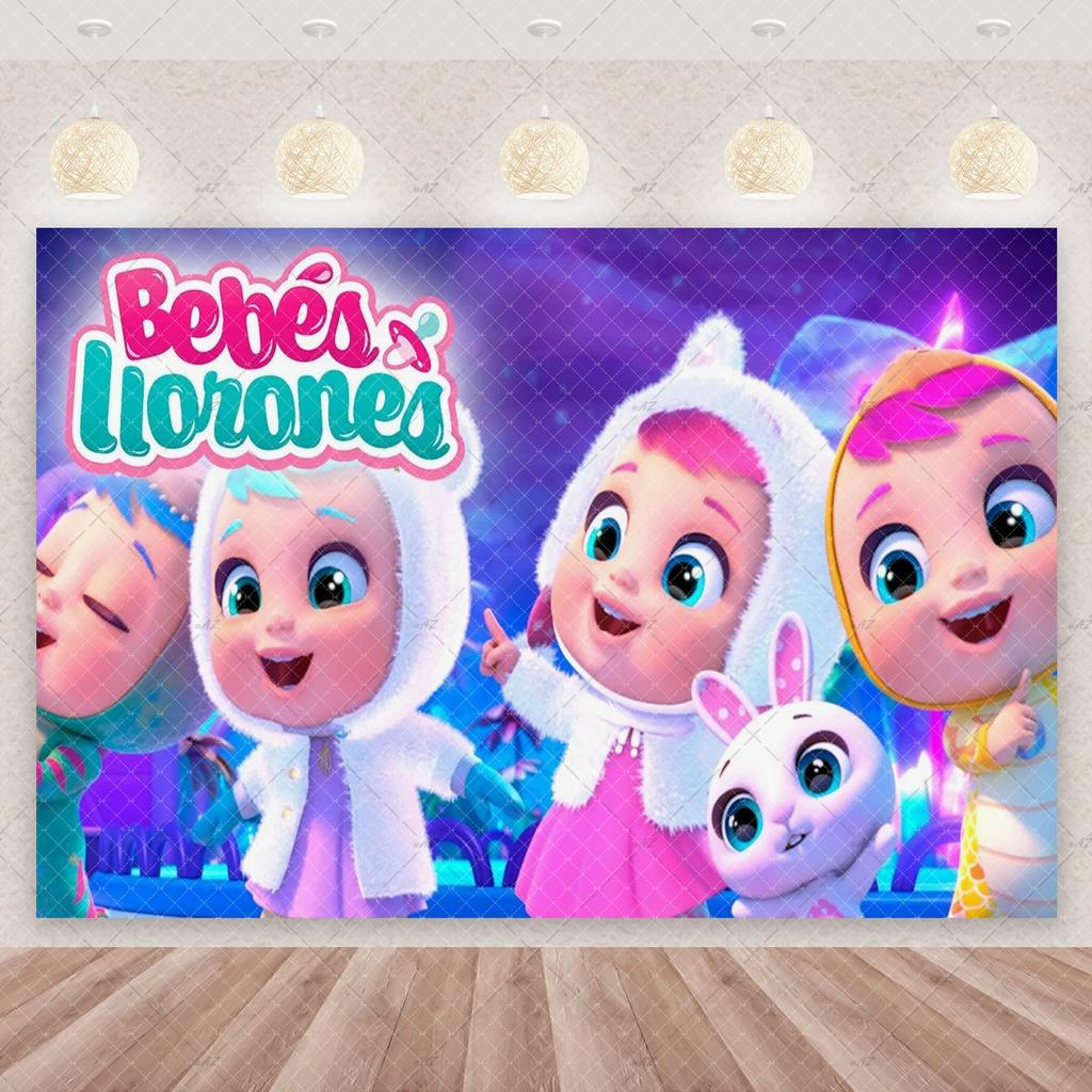 Cartoon Cute Cry Babiesed Birthday Party Decorations Lovely Blind Box Doll Backdrop Baby Shower Supplies Child Room Wall Hanging
