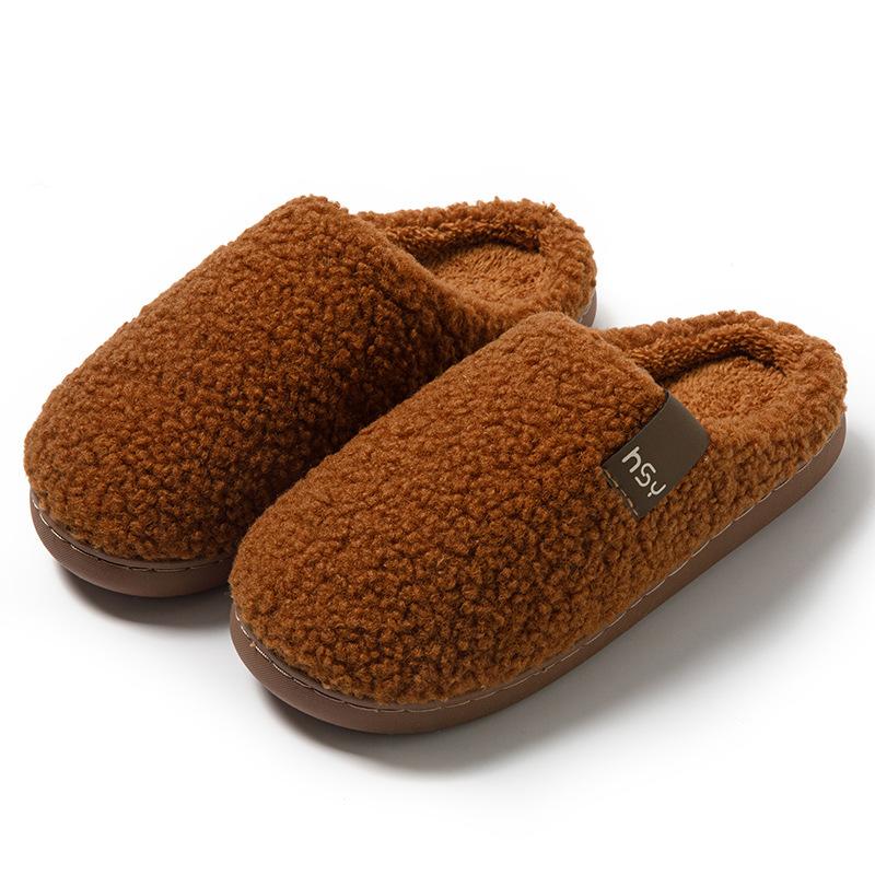 New 10,000 cotton slippers winter home indoor warm non-slip thickened outer wear couple fluffy slippers