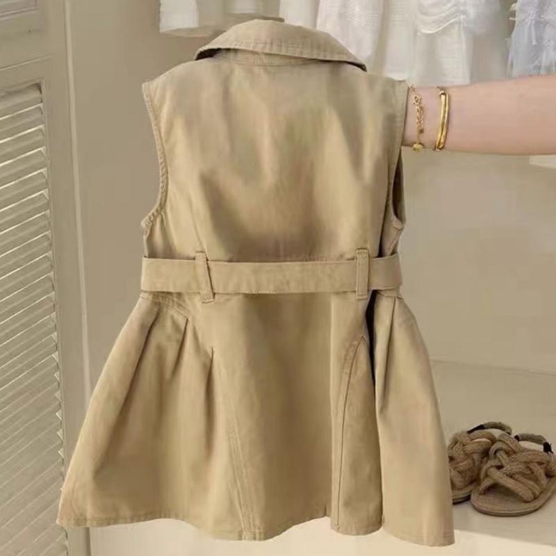 Summer Kids Girl Dress Fashion Khaki Sleeveless Dress Baby Girls Cargo Dress Sundress Children Casual Dress