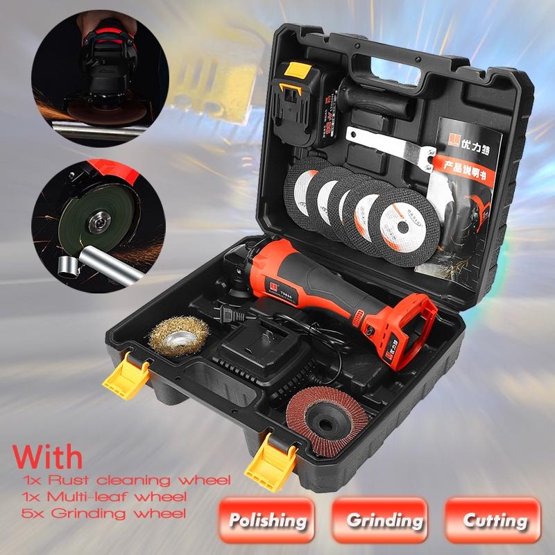 12800mAh Electric Cordless Angle Grinder Polisher Sander Cutting Sanding Waxing Machine