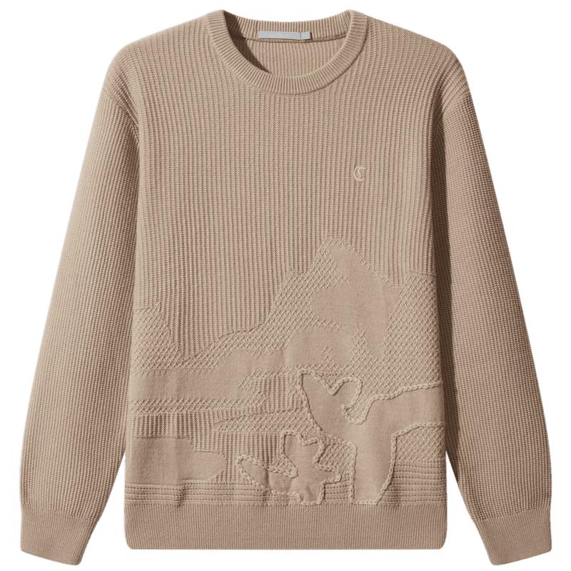 

CABBEEN Men s Wool Blend Rope Embroidery Jacquard Sweater 3XL