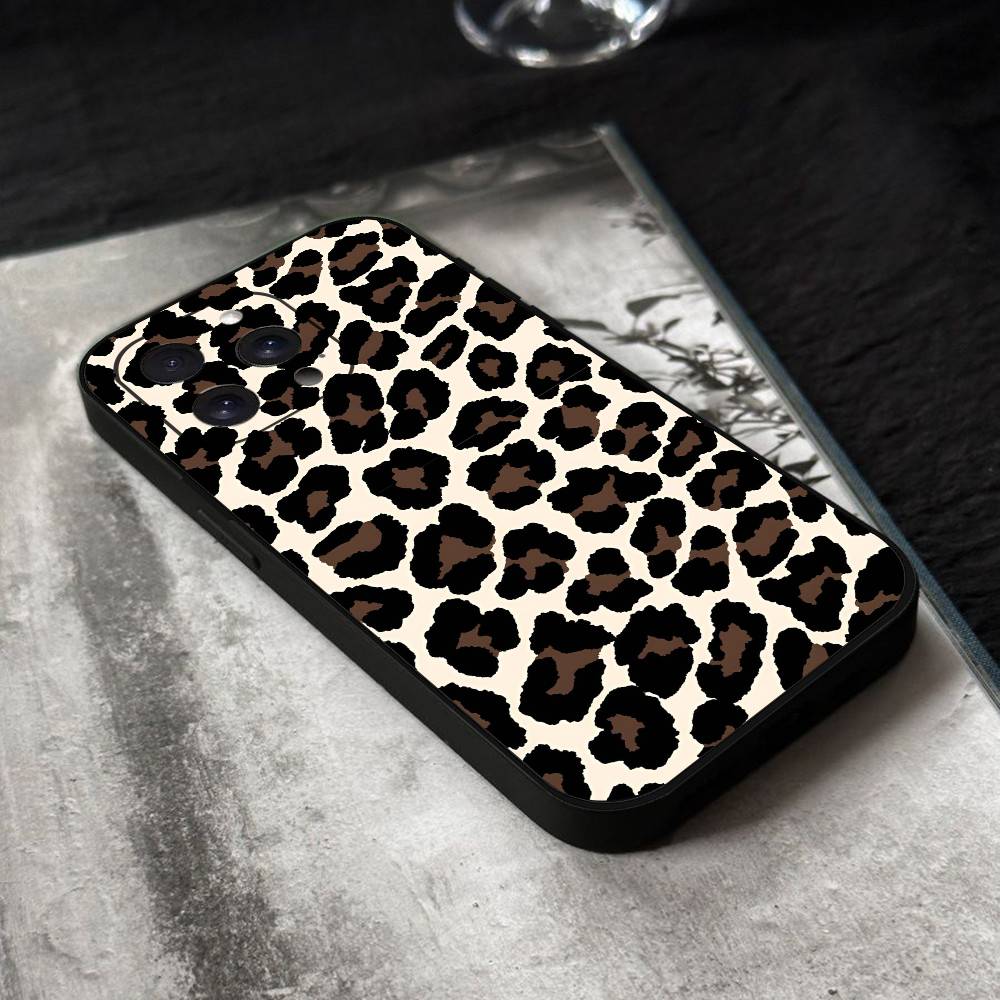 Leopard Phone Case Black Silicone Soft Shell For IPhone 17 16 15 14 13 12 11 Air Pro Max Plus Hot Sale