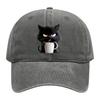 Casquette de baseball à motif chat réglable pare-soleil à bord incurvé chapeau de soleil unisexe style hip hop décontracté casquette café délavée