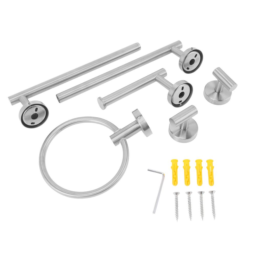 Bathroom Accessories Set Stainless Steel Wall Mounted Towel Bar Set with Toilet Paper Holder 2 Hooks for Home Bathroom