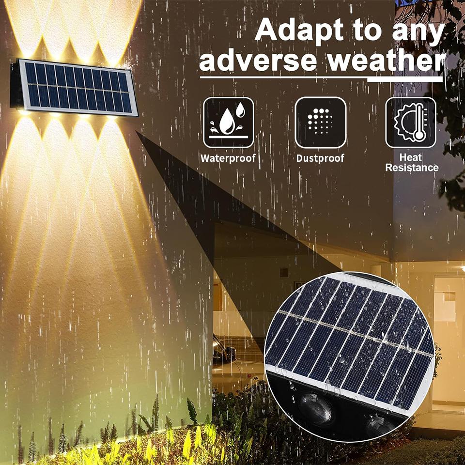LED Solar Spotlights Outdoor Wall Lamps Waterproof 8W Garden Decor Lamps Up And Down Lighting For Courtyard Porch Balcony Garden