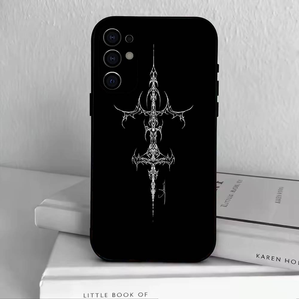 Cyber Sigil Cross Phone Case For Samsung S25,S24,S21,S22,S23,S30,Ultra,S20,Plus,Fe,Lite,Note,10,Black Cover