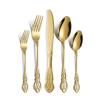 Royal Court Stainless Steel Retro Embossed Cutlery Set: Knife, Fork, Spoon, Steak Knife, Dessert Spoon.