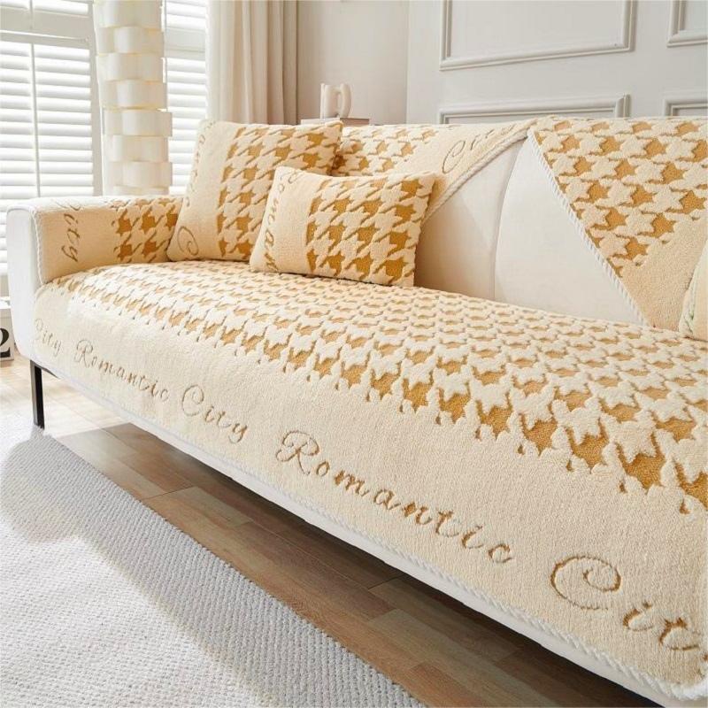 Sofa Cushion Winter Thickened Fleece Cushion Non-Slip Leather Sofa Cover Armrest Cover Towel