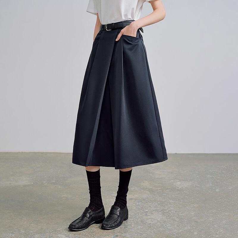 Chuyu Women's Elastic Waist Origami Cocoon Midi Skirt