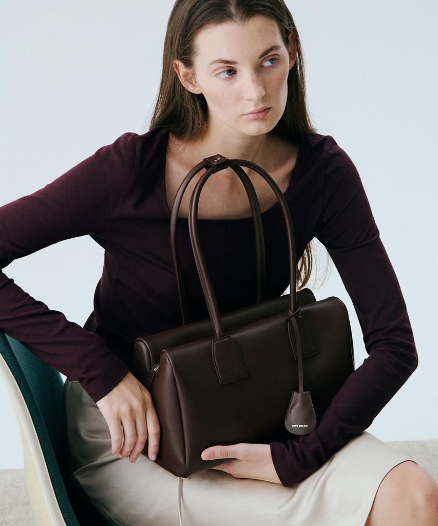 Lovecharm Linea Boston Bag_Large_Chocolate Brown