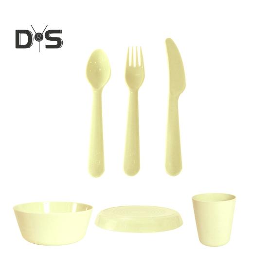 

1 комплект детских столовых приборов в скандинавском стиле, устойчивый к падению, прочный, для упражнений, набор ложек и вилок жёлтый