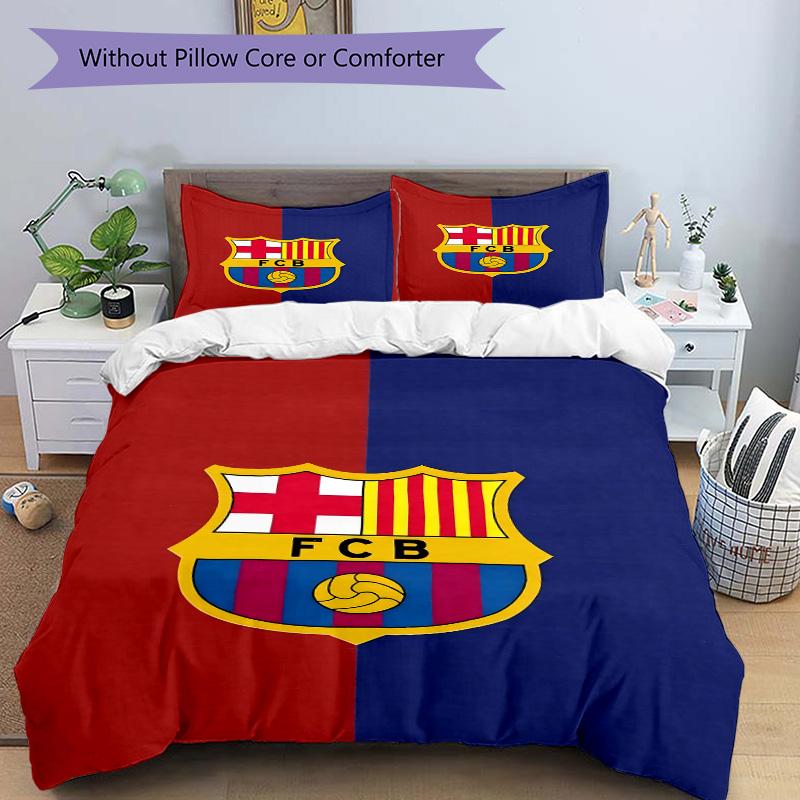 Fcb Team Crest Print 3Pcs Bedding Setduvet Cover With 2 Bedropillowcase Home Birthday Gift