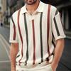 Europese Amerikaanse Mannen Zomer T-shirt met Korte Mouwen Eenvoudig Ontwerper Geometrisch Kleurblok Gestreept Ronde Hals Gebreide Top