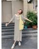 Korean Casual Striped Knit Hoodie Dress for Women, Summer College Style