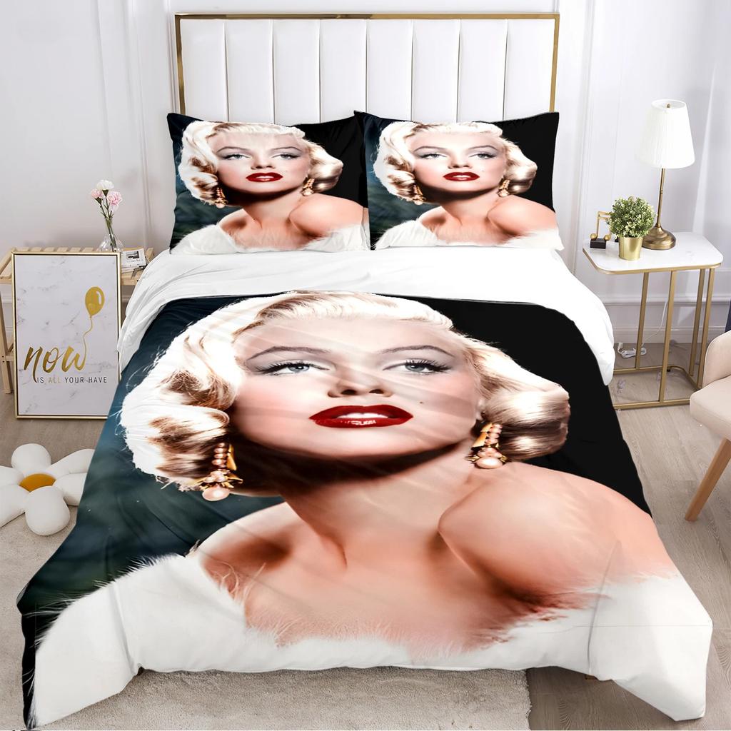 Marilyn Monroe Duvet Cover Soft Bedding Set with Pillowcases for Teens Single Double Queen King Size