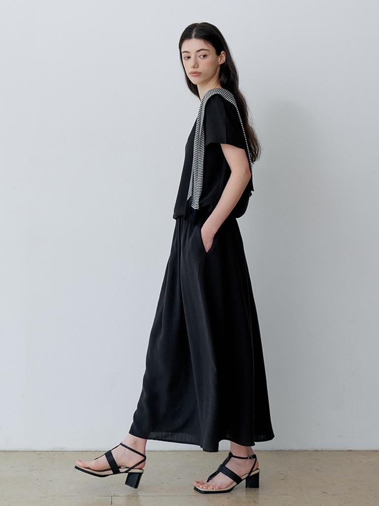 LE STUDIO Puff Blouse + Easy Skirt Set (Bk)