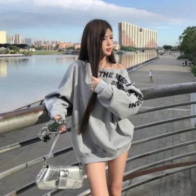 2KWEIRD Y2k Sexy Oversize T-Shirt Damen Streetwear Print Langarm Basic Oberteil Dame Herbst Winter Koreanische Mode Übergroße T-Shirts