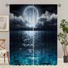 Blue Night Moon Cloud Galaxy Shine Stars Starry Window Curtain Great for Living Area Kids Bedchamber Bathroom Kicthen Door Residence Decoration